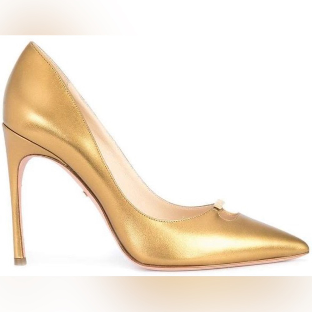 ⭐️Rare⭐️ Kendall Miles Michelle Metallic Gold Leather D’Orsay Stiletto Pumps 9.5
